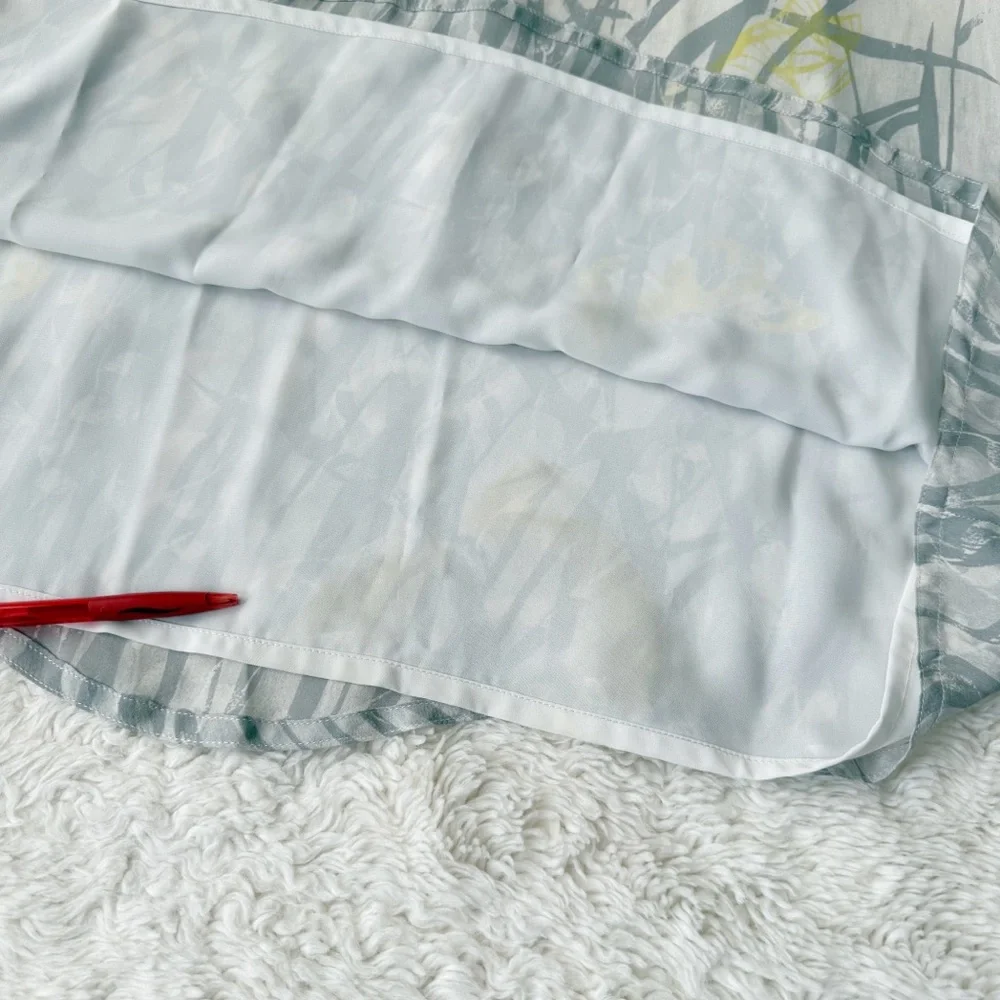 VTG 90s Y2K Mureli Woman Silk Gray Yellow Butterfly Floral RelaxMaxi Dress XL - Picture 8 of 8